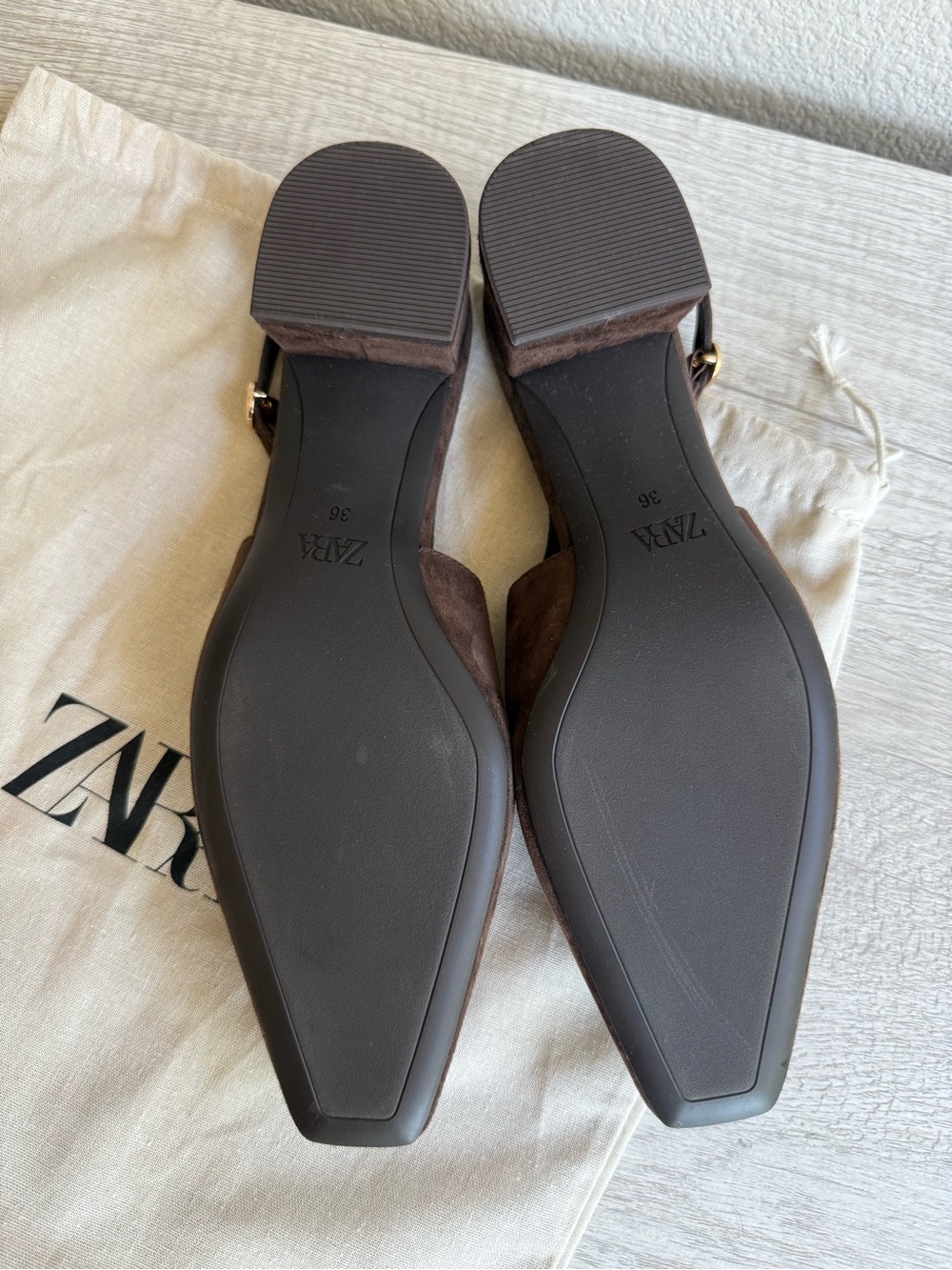 Zara Brown Suede Slingback Size 6 NWOT - Picture 3 of 7